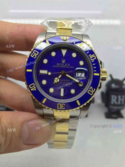 Swiss 2836-2 Rolex GMT Master 2 Gold Blue Replica Watch